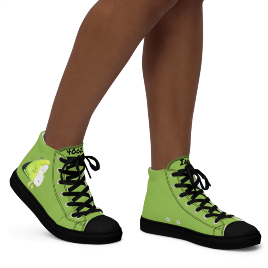 Chill frog dude, Women’s high top canvas shoes