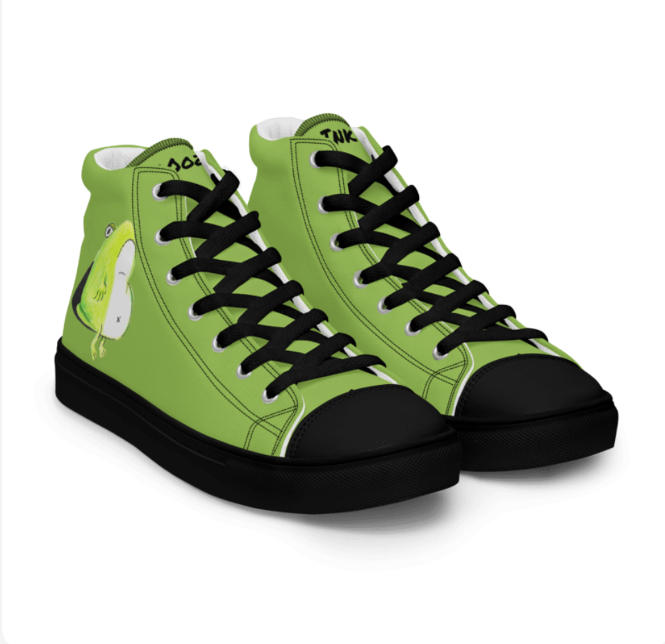 Chill frog dude, Women’s high top canvas shoes