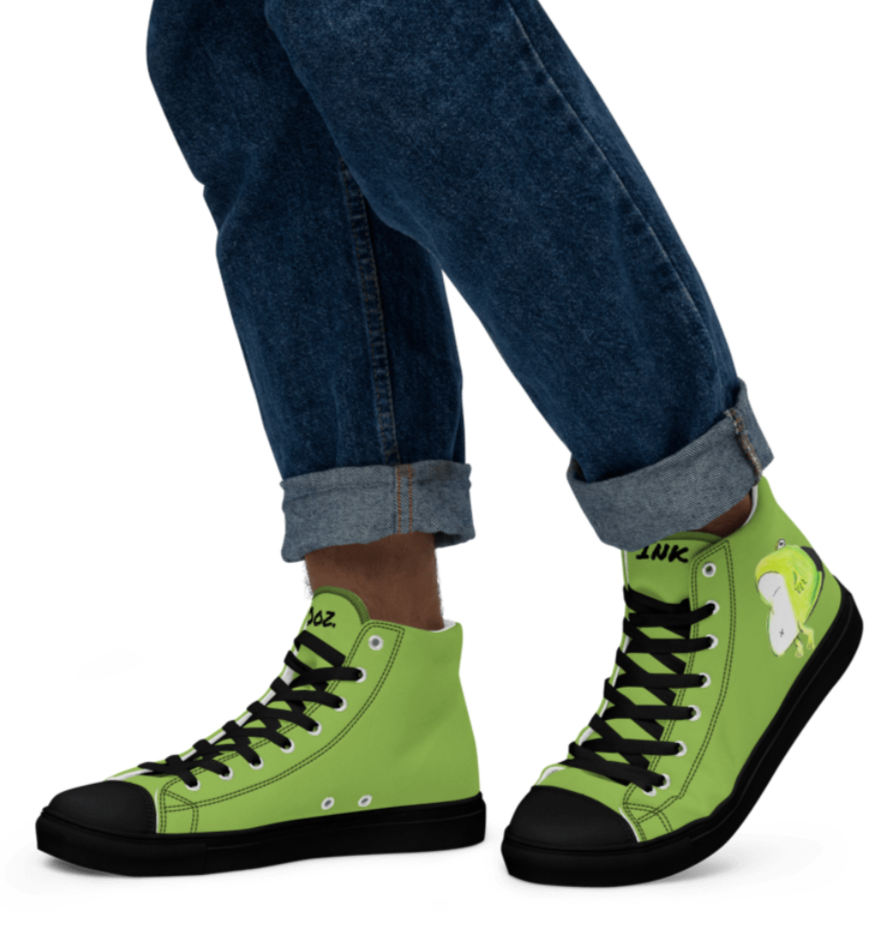 Chill frog dude, Men’s high top canvas shoes
